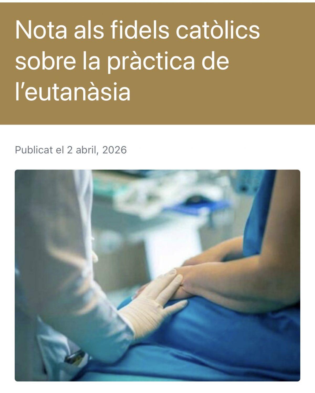 La diócesis de Sant Feliu ofrece orientación pastoral tras la eutanasia en el Hospital Sant Camil